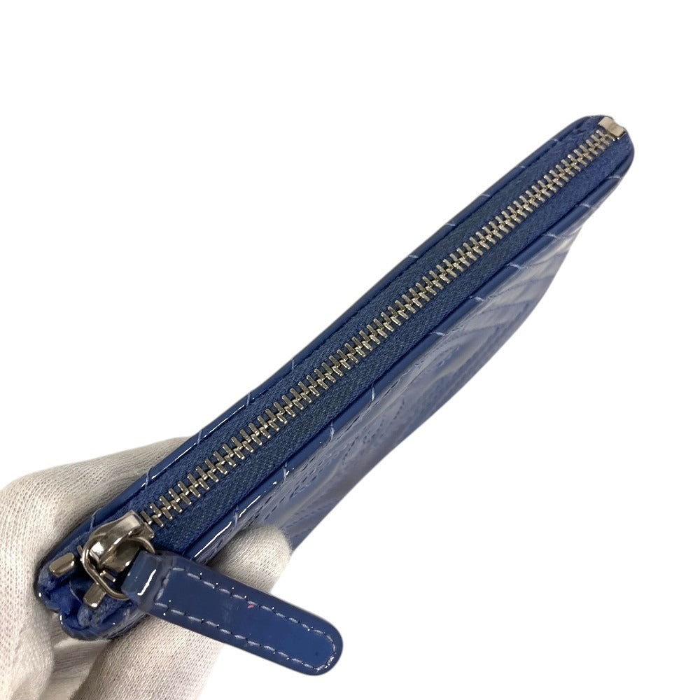 CHANEL CC Logo CC Mark Wallet coin purse Card Case Pouch Patent Leather blue Used
