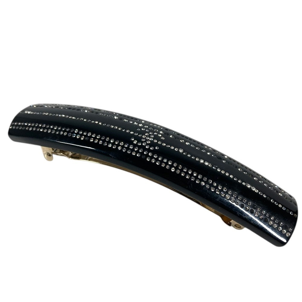 CHANEL 09C Logo CC CC Mark Rhinestones hair accessories hair pin Valletta Plastic Black/Silver Used