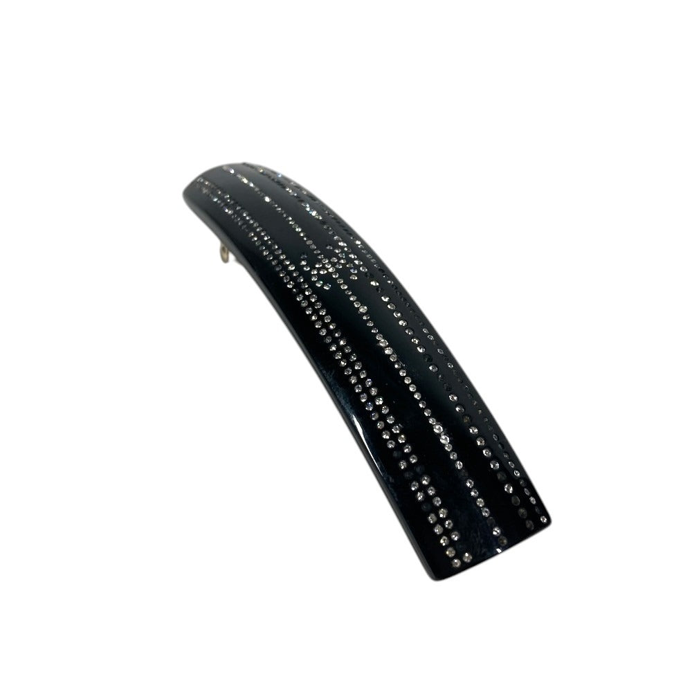 CHANEL 09C Logo CC CC Mark Rhinestones hair accessories hair pin Valletta Plastic Black/Silver Used