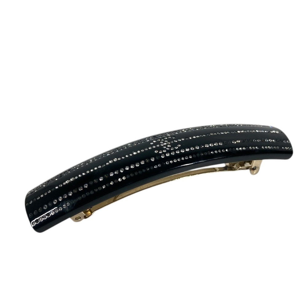 CHANEL 09C Logo CC CC Mark Rhinestones hair accessories hair pin Valletta Plastic Black/Silver Used