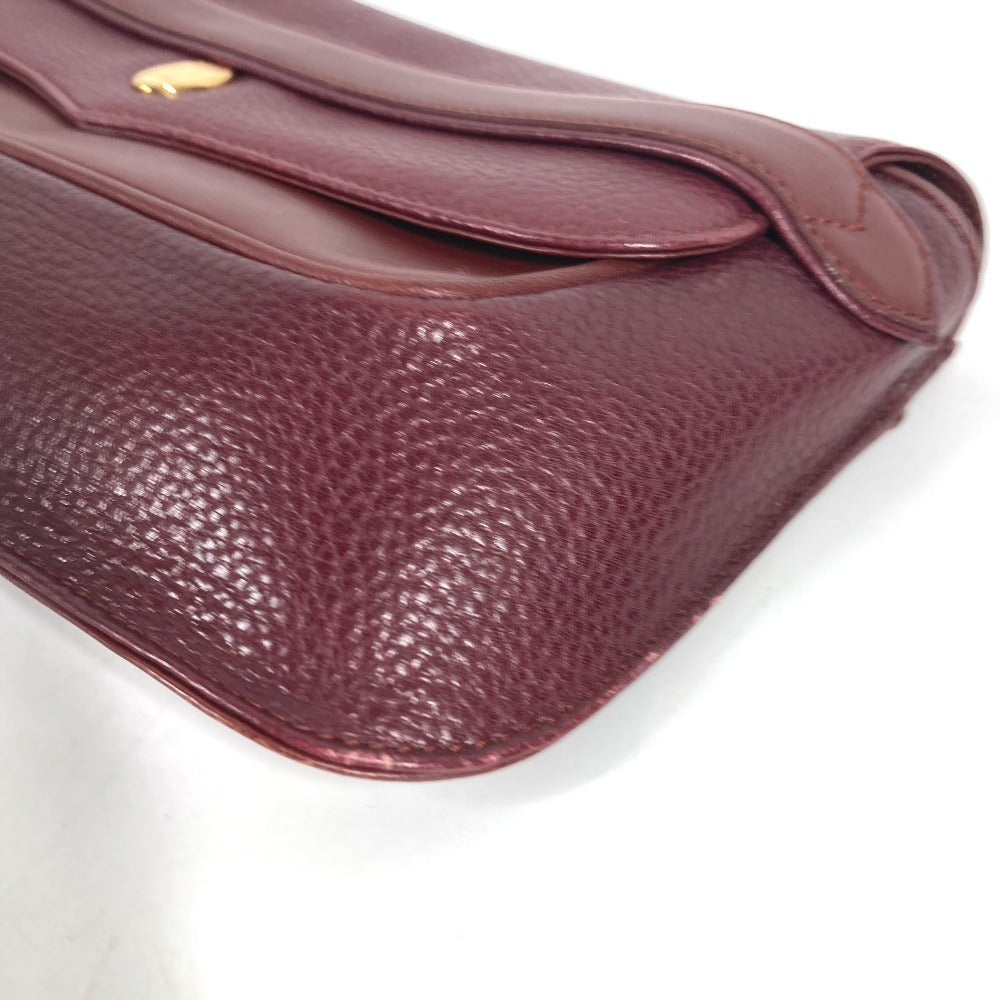CARTIER Must de Line Vintage logo Bag Clutch bag flap Cluch Bag Leather wine-red Used