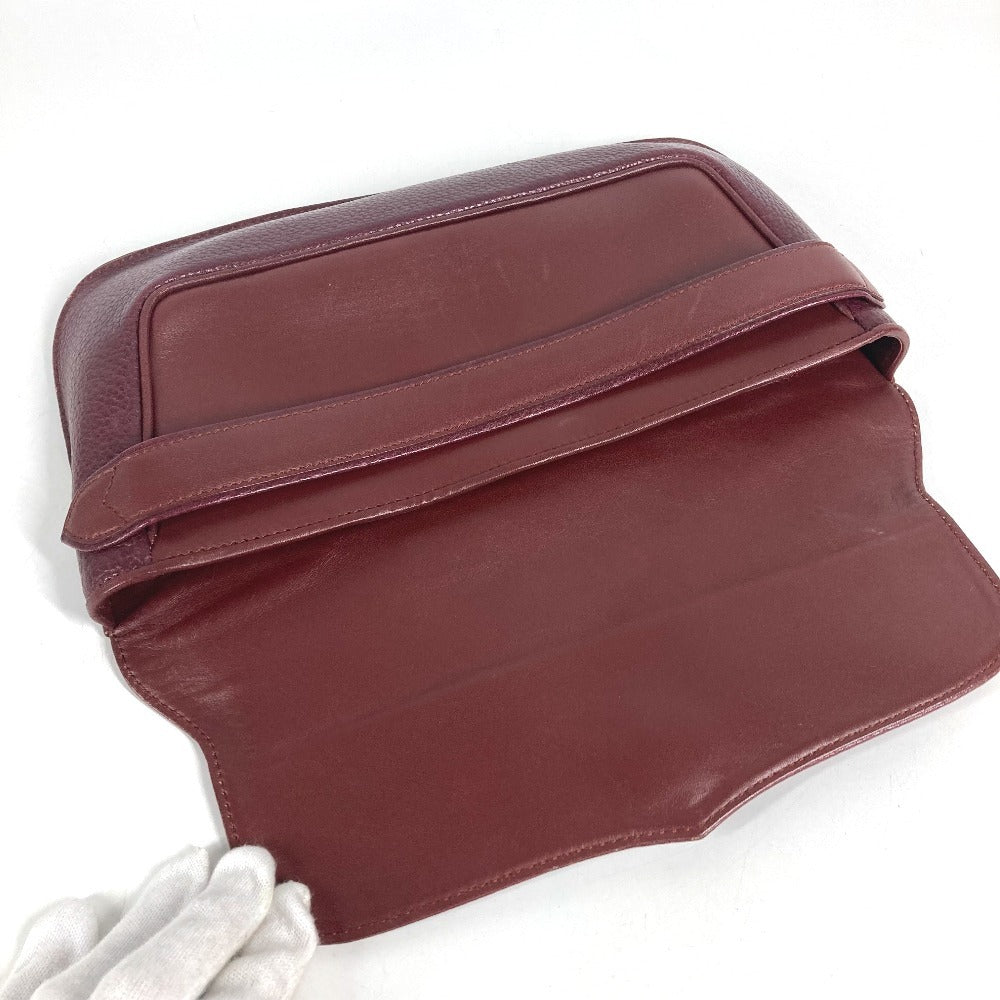 CARTIER Must de Line Vintage logo Bag Clutch bag flap Cluch Bag Leather wine-red Used