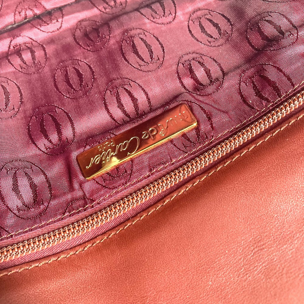 CARTIER Must de Line Vintage logo Bag Clutch bag flap Cluch Bag Leather wine-red Used