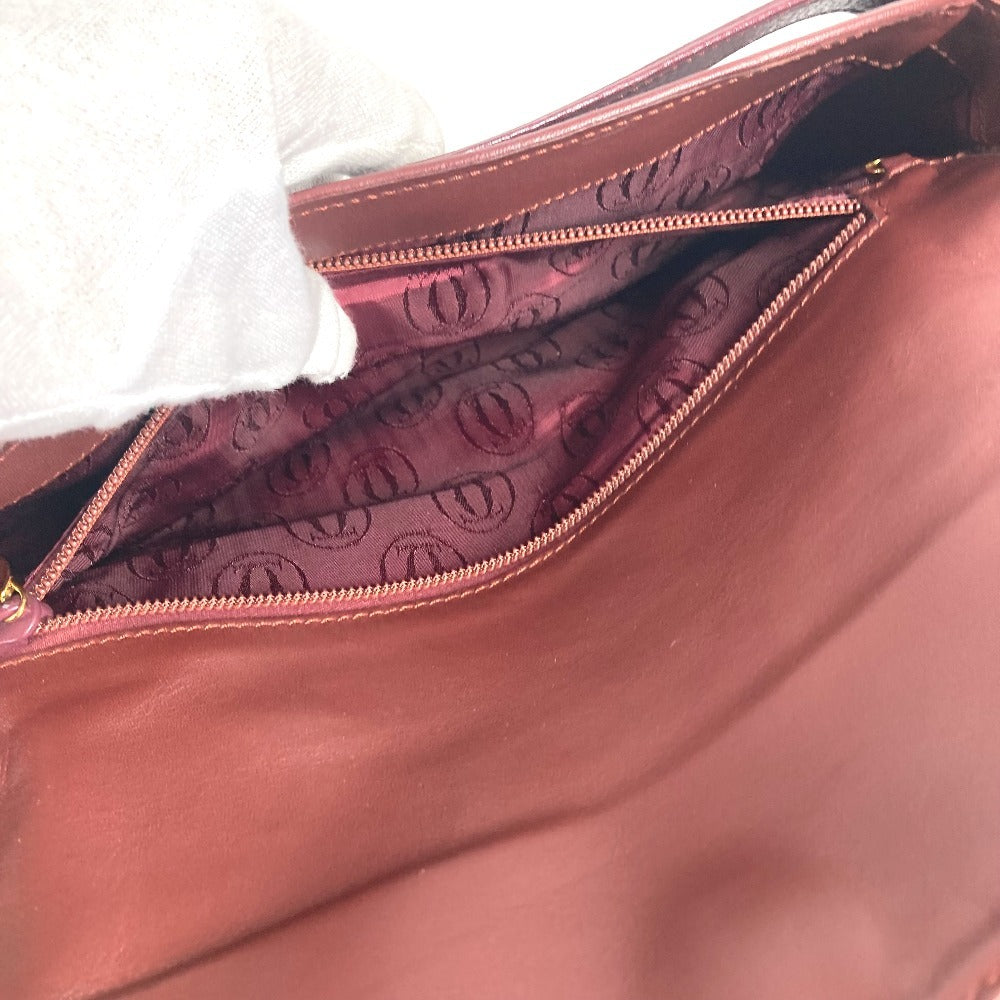 CARTIER Must de Line Vintage logo Bag Clutch bag flap Cluch Bag Leather wine-red Used