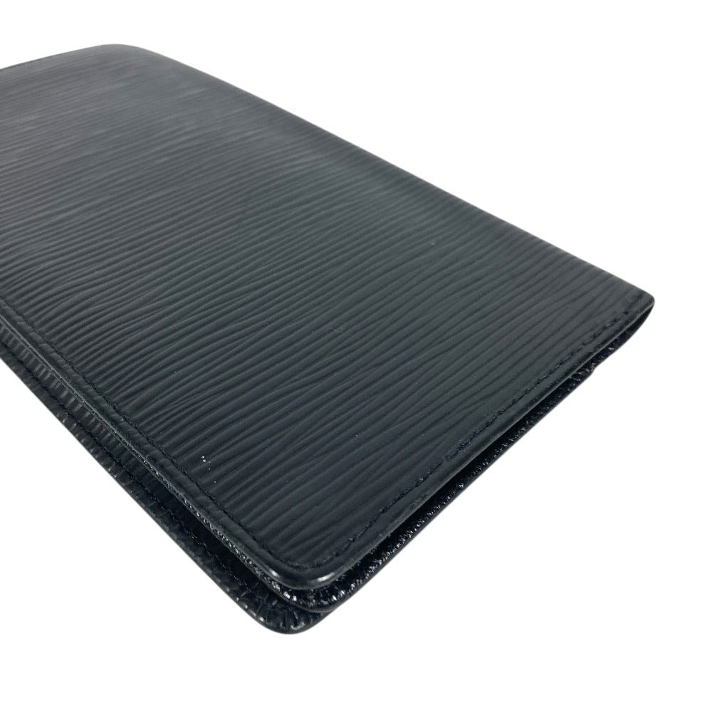 LOUIS VUITTON M63212 Epi Porte Cartes Credit Bill Compartment Long Wallet Epi Leather Noir Black Used