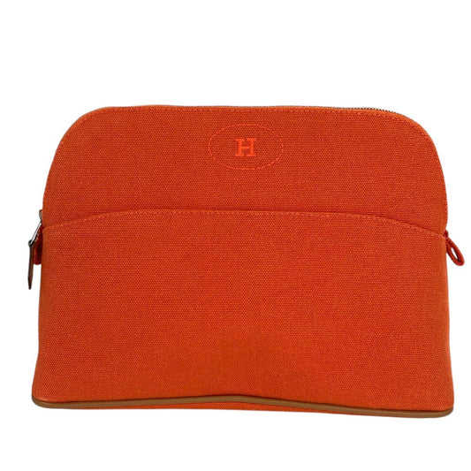 HERMES H104774M Boide Pouch MM Boide Pouch MM Accessory case makeup pouch Cosmetics Pouch Pouch cotton Orange Feu Orange Used