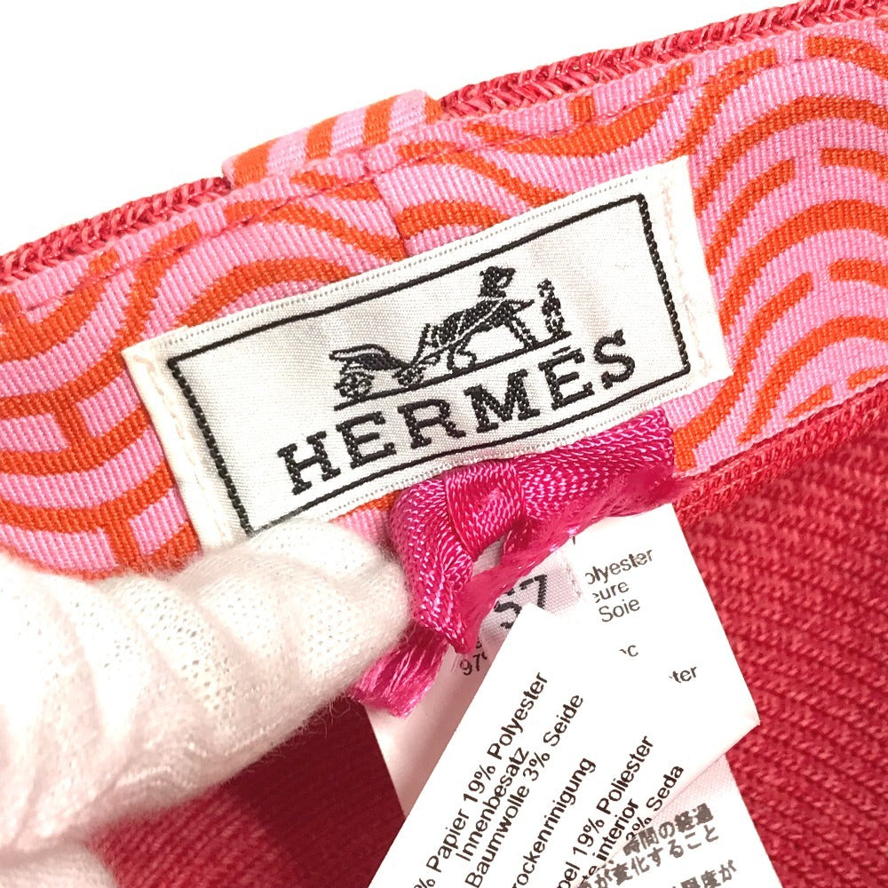 HERMES Serie logo EMMA Summer Cap hat cap baseball cap polyester / paper pink Used