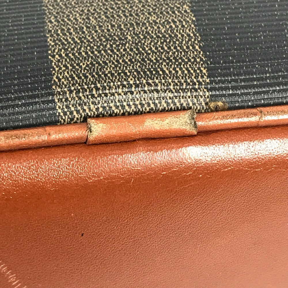 FENDI ヴィンテージ ペカン ロゴ トートバッグ カバン ハンドバッグ レザー/PVC ユニセックス カーキ