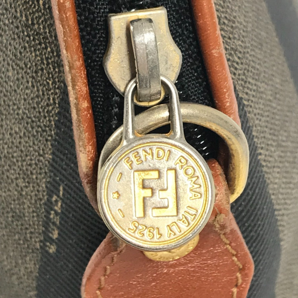 FENDI ヴィンテージ ペカン ロゴ トートバッグ カバン ハンドバッグ レザー/PVC ユニセックス カーキ