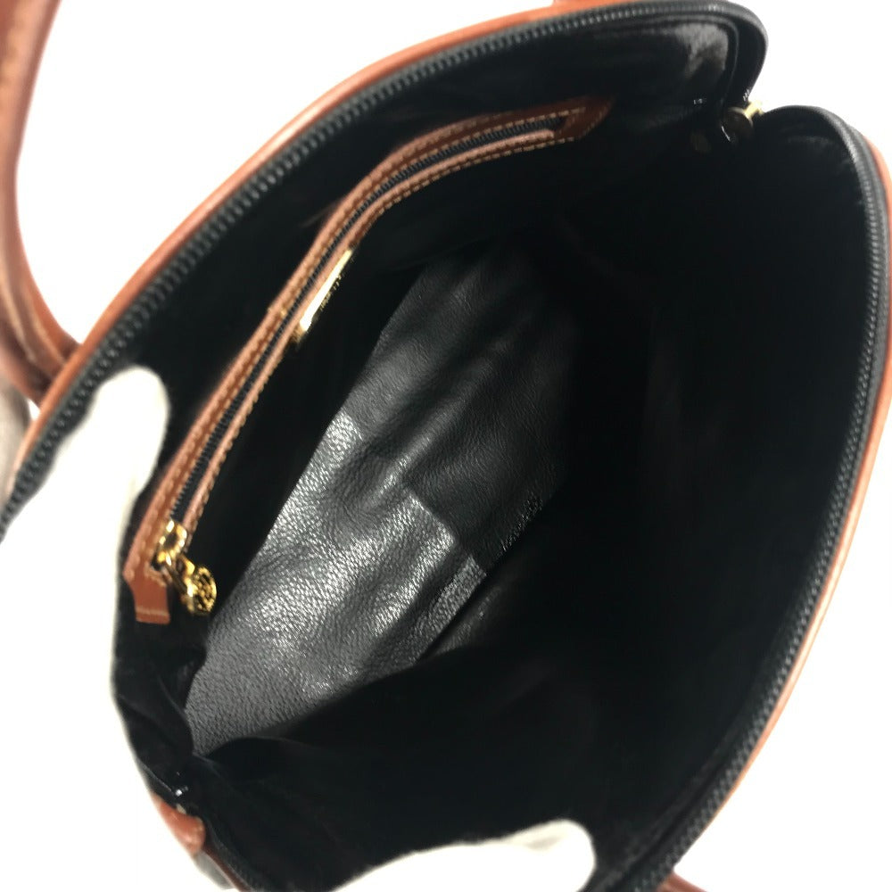 FENDI ヴィンテージ ペカン ロゴ トートバッグ カバン ハンドバッグ レザー/PVC ユニセックス カーキ