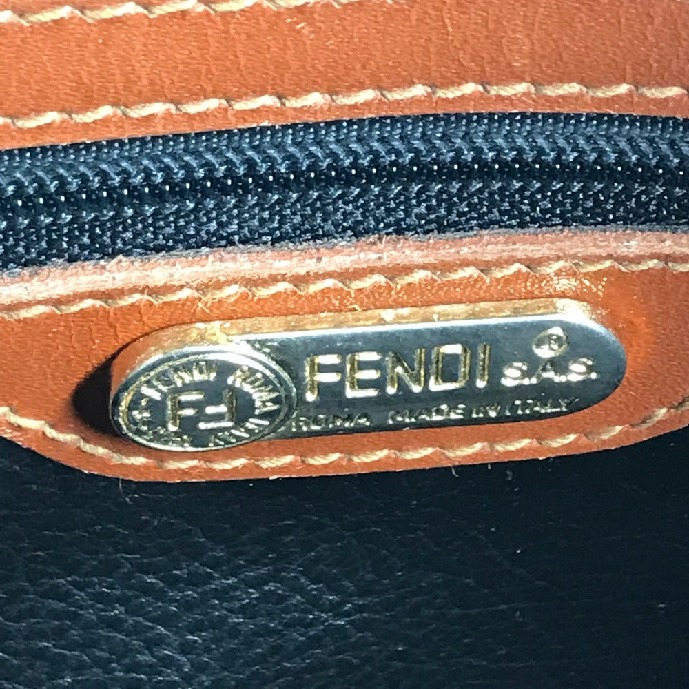 FENDI ヴィンテージ ペカン ロゴ トートバッグ カバン ハンドバッグ レザー/PVC ユニセックス カーキ
