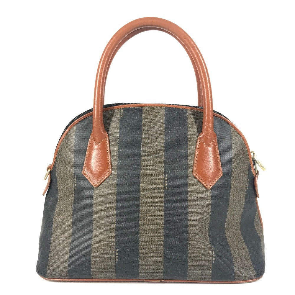 FENDI ヴィンテージ ペカン ロゴ トートバッグ カバン ハンドバッグ レザー/PVC ユニセックス カーキ