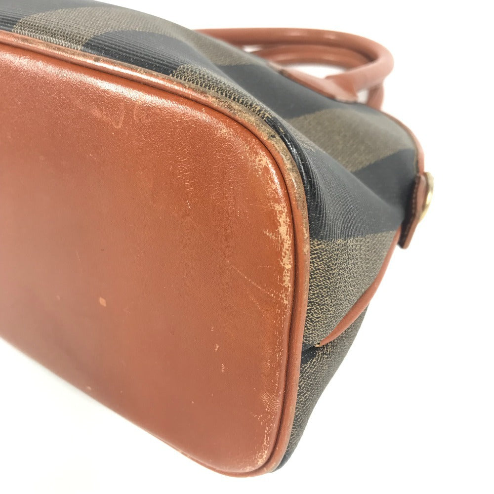 FENDI ヴィンテージ ペカン ロゴ トートバッグ カバン ハンドバッグ レザー/PVC ユニセックス カーキ