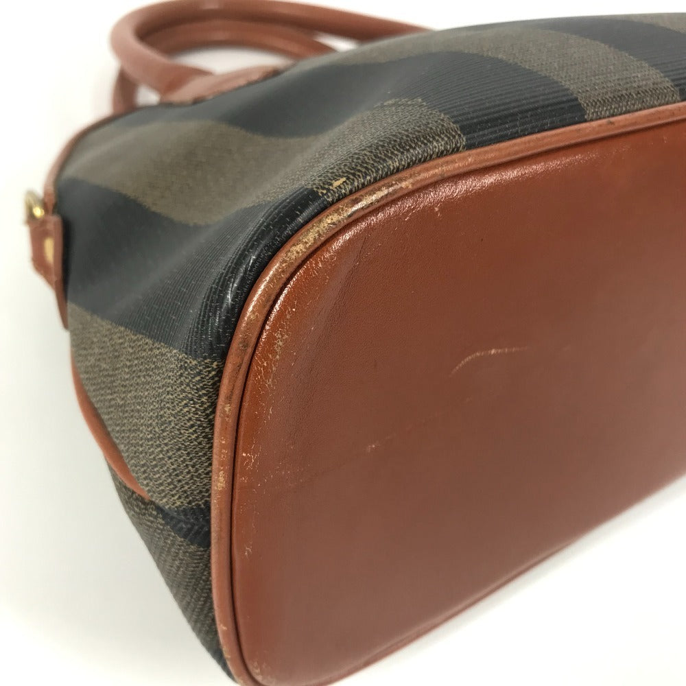 FENDI ヴィンテージ ペカン ロゴ トートバッグ カバン ハンドバッグ レザー/PVC ユニセックス カーキ