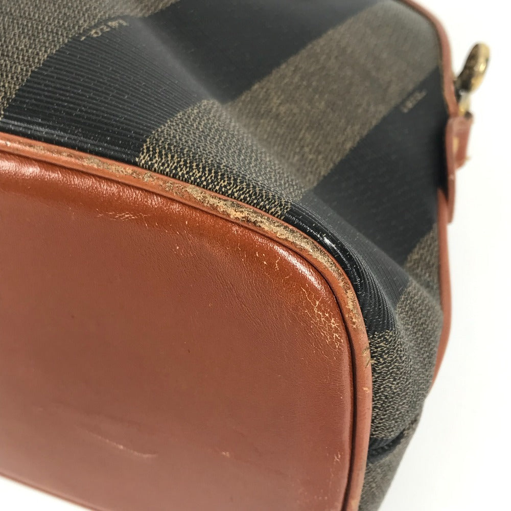 FENDI ヴィンテージ ペカン ロゴ トートバッグ カバン ハンドバッグ レザー/PVC ユニセックス カーキ