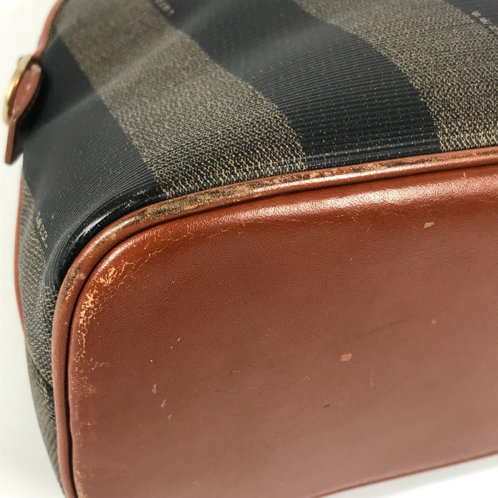 FENDI ヴィンテージ ペカン ロゴ トートバッグ カバン ハンドバッグ レザー/PVC ユニセックス カーキ