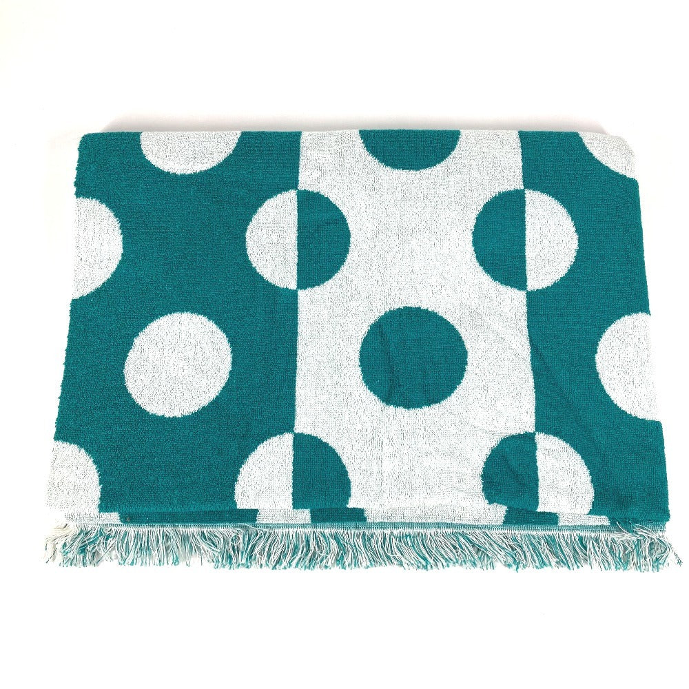 HERMES バスタオル インテリア ひざかけ ブランケット ヨッティング ドット 水玉 ビーチタオル フリンジ タオル コットン ユニセックス グリーン