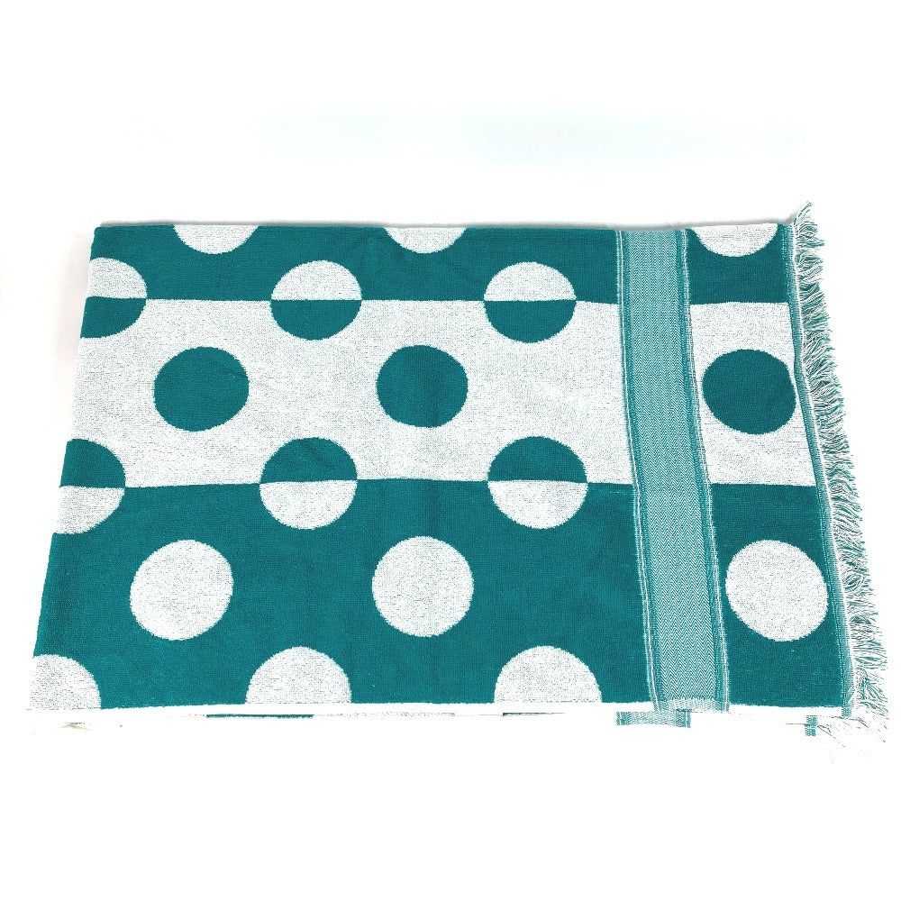 HERMES バスタオル インテリア ひざかけ ブランケット ヨッティング ドット 水玉 ビーチタオル フリンジ タオル コットン ユニセックス グリーン