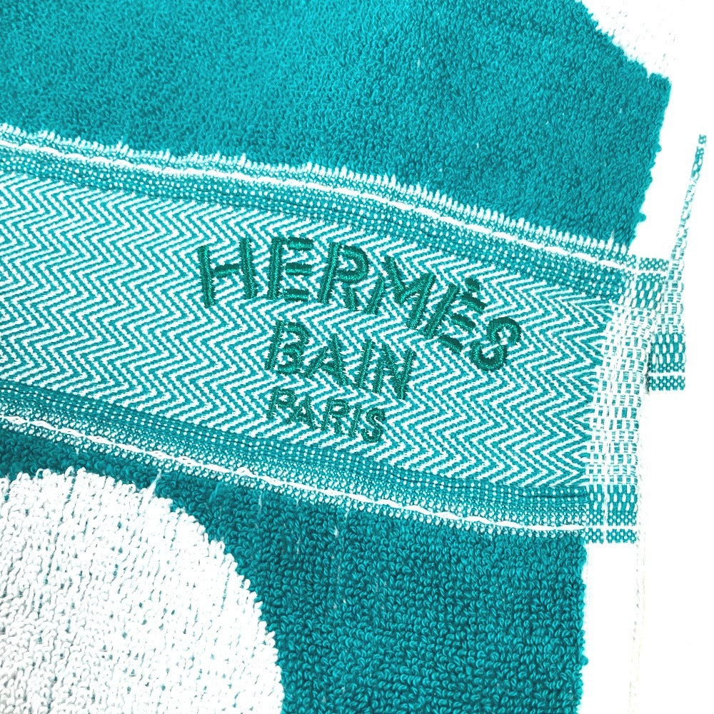 HERMES バスタオル インテリア ひざかけ ブランケット ヨッティング ドット 水玉 ビーチタオル フリンジ タオル コットン ユニセックス グリーン