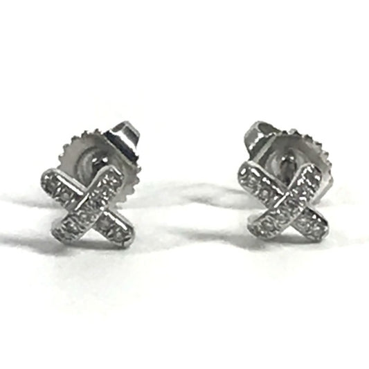 TIFFANY&Co. プラチナ クロス ダイヤ ダイヤモンド ジュエリー アクセサリー ピアス Pt950 レディース シルバー