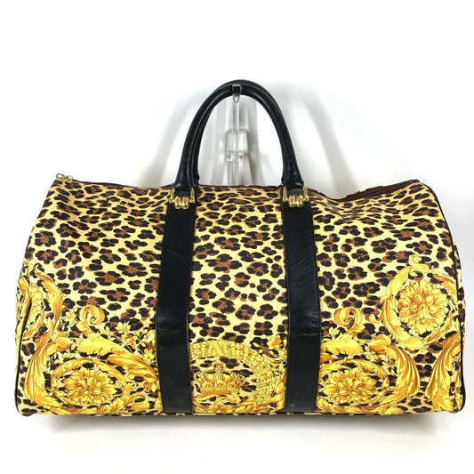 VERSACE ヴィンテージ レオパード 豹 ヒョウ カバン ハンドバッグ トラベルバッグ 旅行バッグ ボストンバッグ PVC/レザー ユニセックス イエロー