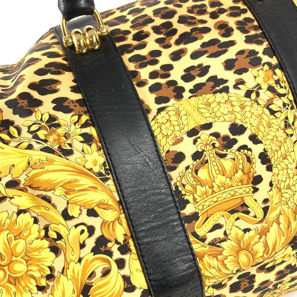 VERSACE ヴィンテージ レオパード 豹 ヒョウ カバン ハンドバッグ トラベルバッグ 旅行バッグ ボストンバッグ PVC/レザー ユニセックス イエロー