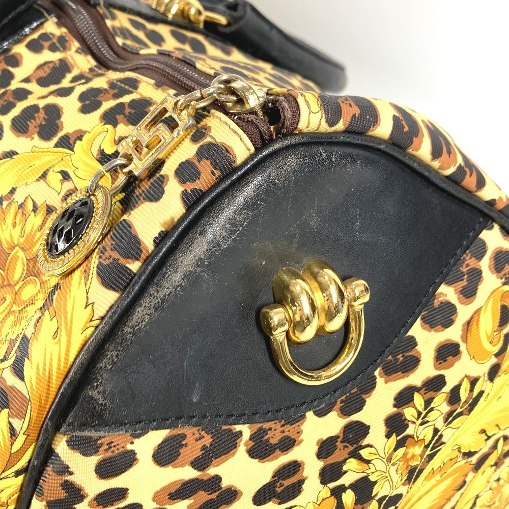 VERSACE ヴィンテージ レオパード 豹 ヒョウ カバン ハンドバッグ トラベルバッグ 旅行バッグ ボストンバッグ PVC/レザー ユニセックス イエロー