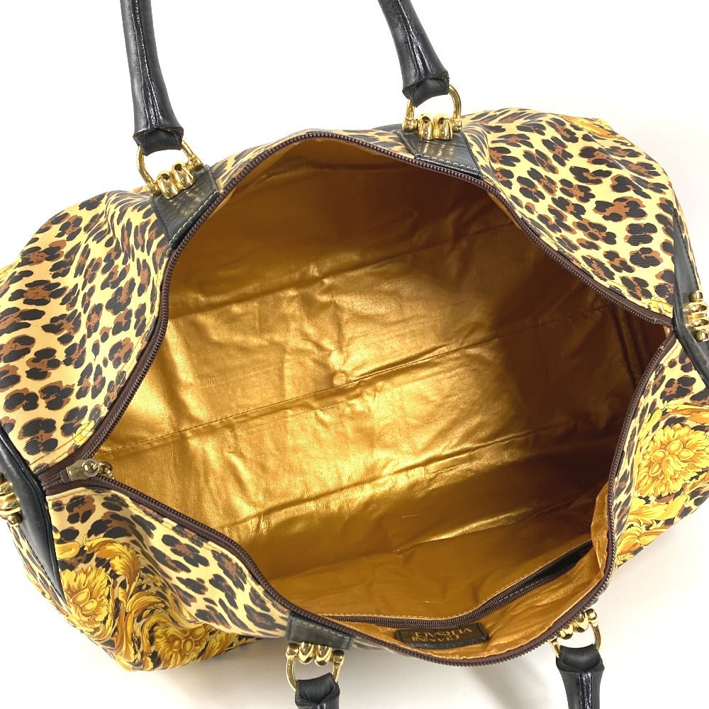 VERSACE ヴィンテージ レオパード 豹 ヒョウ カバン ハンドバッグ トラベルバッグ 旅行バッグ ボストンバッグ PVC/レザー ユニセックス イエロー