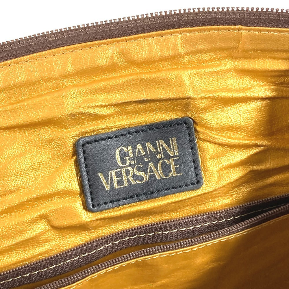 VERSACE ヴィンテージ レオパード 豹 ヒョウ カバン ハンドバッグ トラベルバッグ 旅行バッグ ボストンバッグ PVC/レザー ユニセックス イエロー