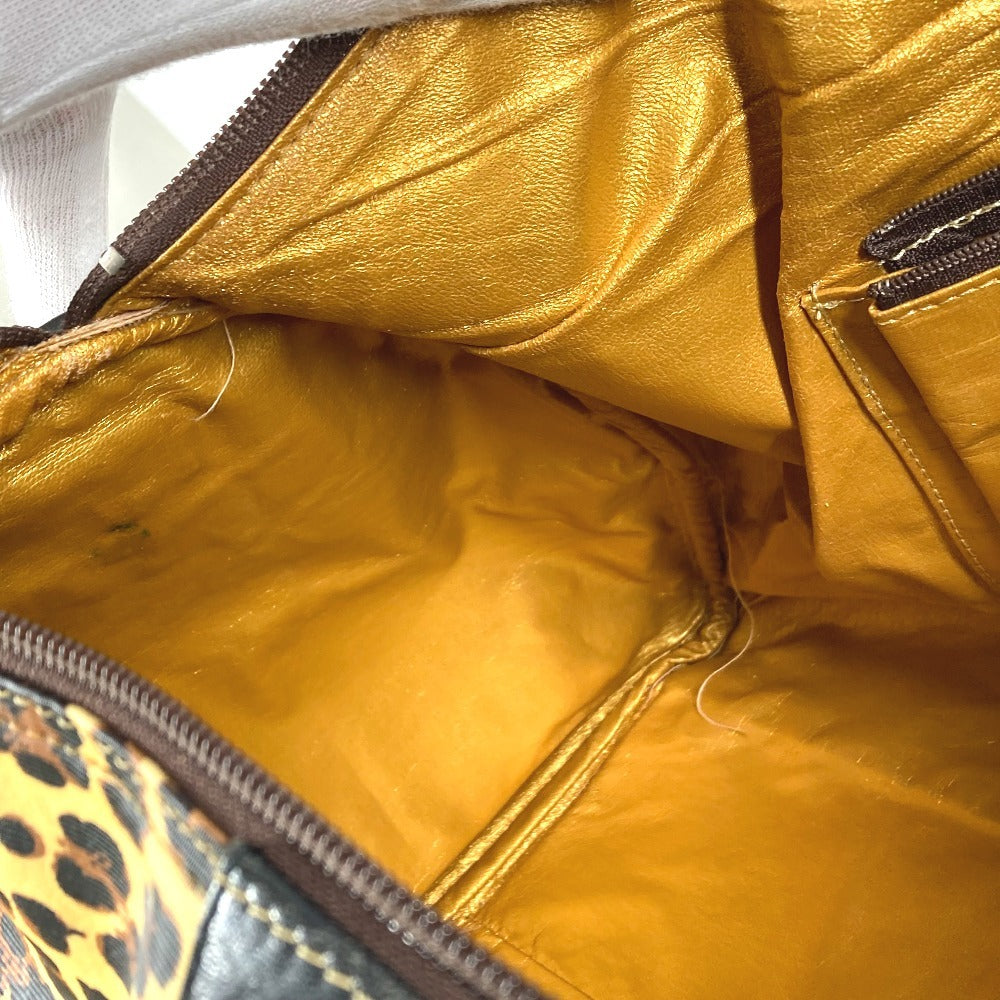 VERSACE ヴィンテージ レオパード 豹 ヒョウ カバン ハンドバッグ トラベルバッグ 旅行バッグ ボストンバッグ PVC/レザー ユニセックス イエロー