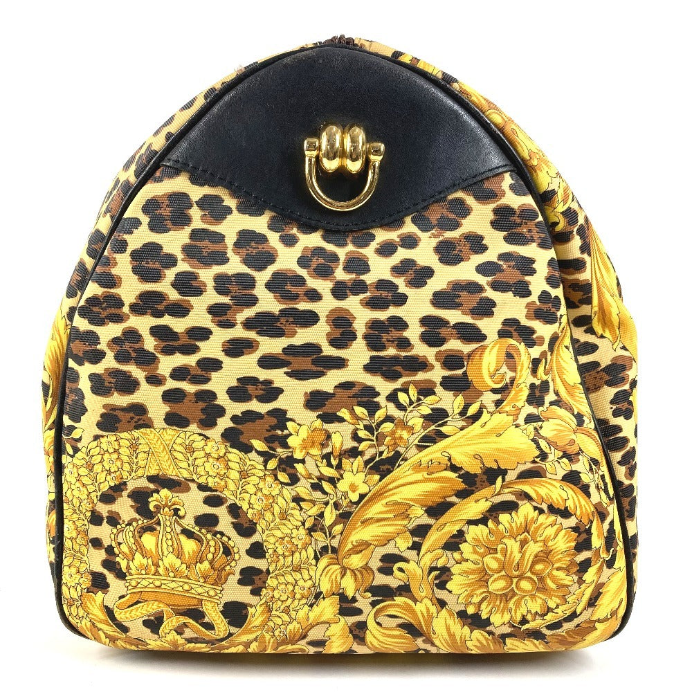 VERSACE ヴィンテージ レオパード 豹 ヒョウ カバン ハンドバッグ トラベルバッグ 旅行バッグ ボストンバッグ PVC/レザー ユニセックス イエロー