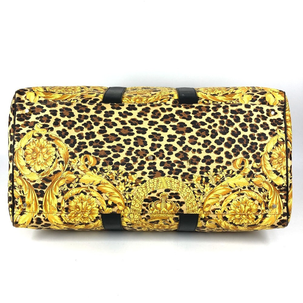 VERSACE ヴィンテージ レオパード 豹 ヒョウ カバン ハンドバッグ トラベルバッグ 旅行バッグ ボストンバッグ PVC/レザー ユニセックス イエロー