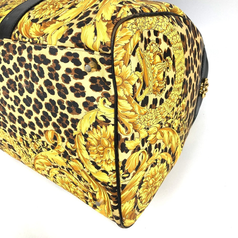 VERSACE ヴィンテージ レオパード 豹 ヒョウ カバン ハンドバッグ トラベルバッグ 旅行バッグ ボストンバッグ PVC/レザー ユニセックス イエロー