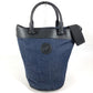 HUNTING WORLD logo bucket-shaped bag, 2-way handbag, tote bag, shoulder bag, denim, unisex, blue