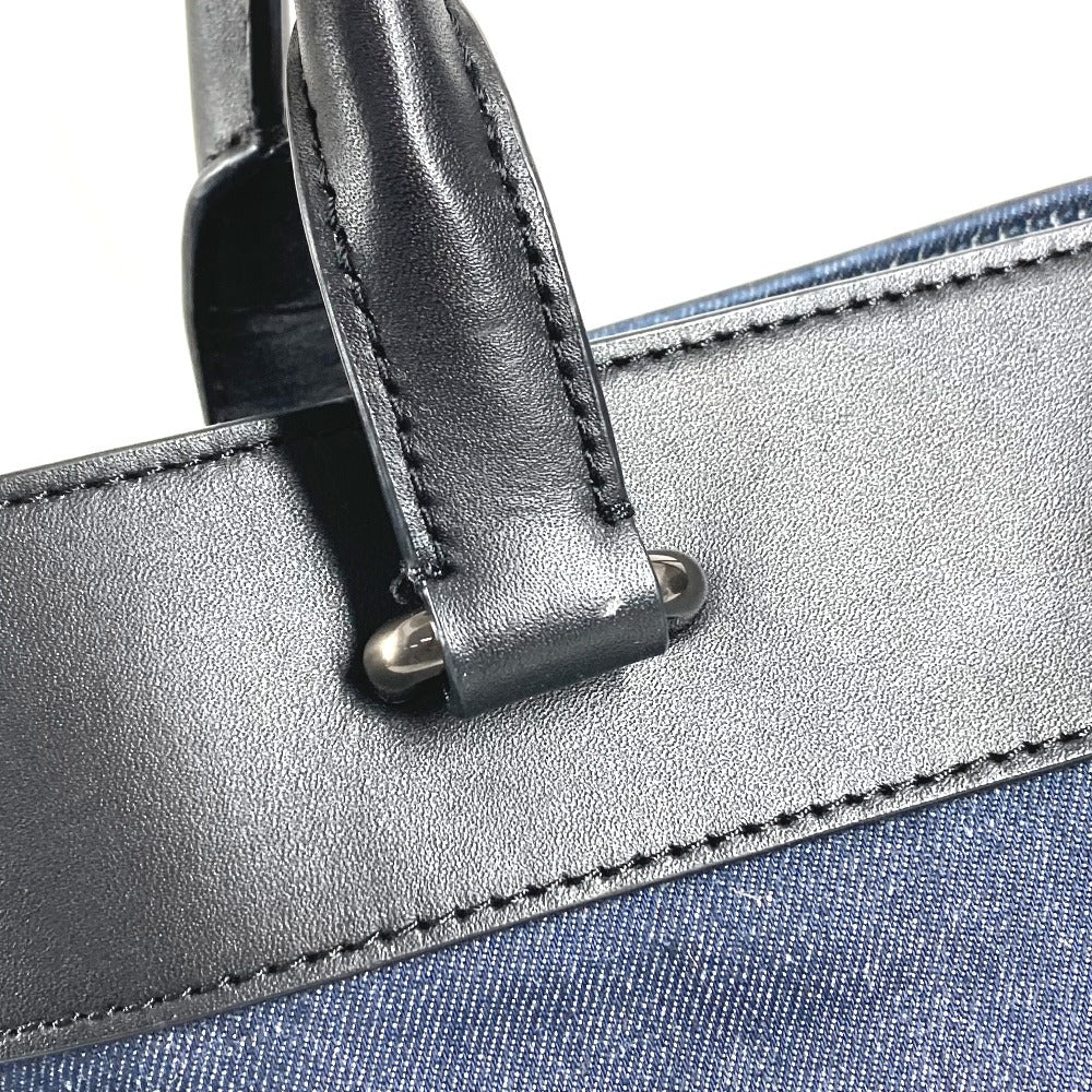 HUNTING WORLD logo bucket-shaped bag, 2-way handbag, tote bag, shoulder bag, denim, unisex, blue