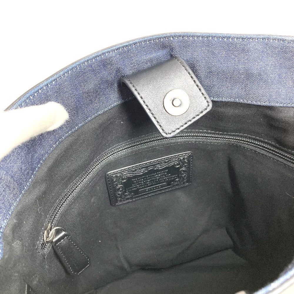 HUNTING WORLD logo bucket-shaped bag, 2-way handbag, tote bag, shoulder bag, denim, unisex, blue