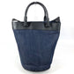 HUNTING WORLD logo bucket-shaped bag, 2-way handbag, tote bag, shoulder bag, denim, unisex, blue