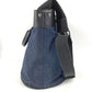 HUNTING WORLD logo bucket-shaped bag, 2-way handbag, tote bag, shoulder bag, denim, unisex, blue