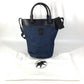 HUNTING WORLD logo bucket-shaped bag, 2-way handbag, tote bag, shoulder bag, denim, unisex, blue