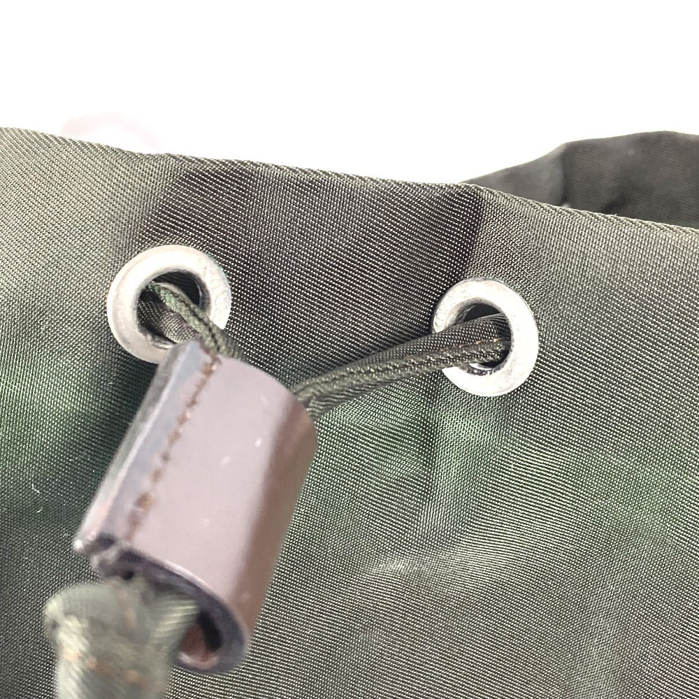 PRADA 巾着ポーチ トライアングルロゴ 三角ロゴ プレート マルチポーチ ポーチ ナイロン ユニセックス カーキ