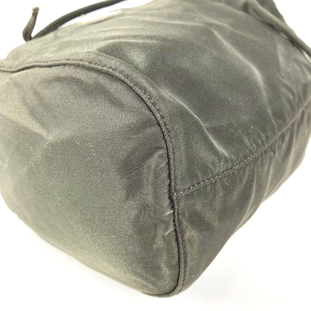 PRADA 巾着ポーチ トライアングルロゴ 三角ロゴ プレート マルチポーチ ポーチ ナイロン ユニセックス カーキ