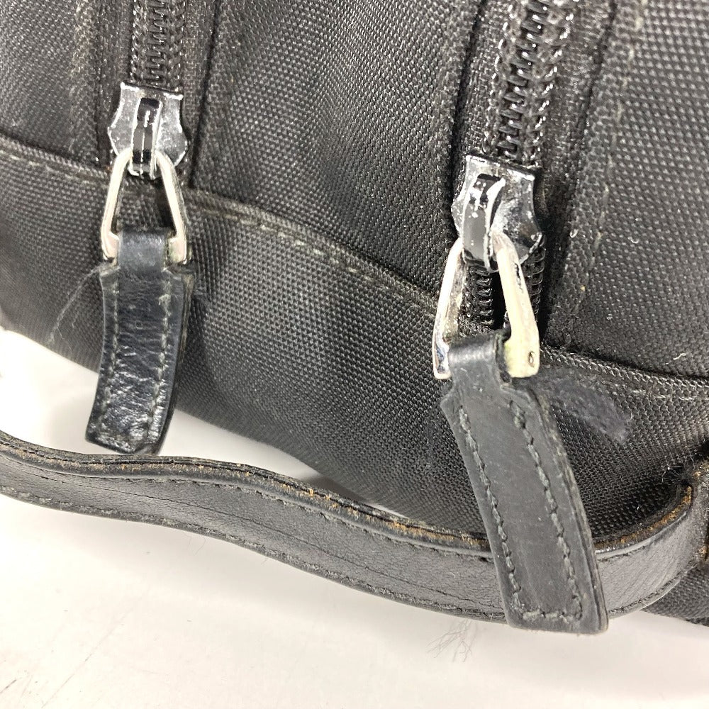 GUCCI 02888 ロゴ Wジップ ジップ カバン ポーチ クラッチバッグ 持ち手つき セカンドバッグ レザー/キャンバス ユニセックス ブラック