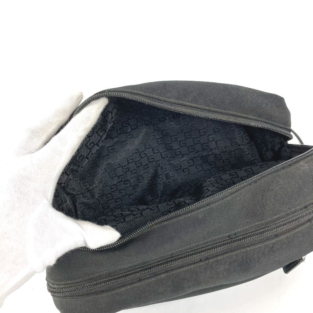 GUCCI 02888 ロゴ Wジップ ジップ カバン ポーチ クラッチバッグ 持ち手つき セカンドバッグ レザー/キャンバス ユニセックス ブラック