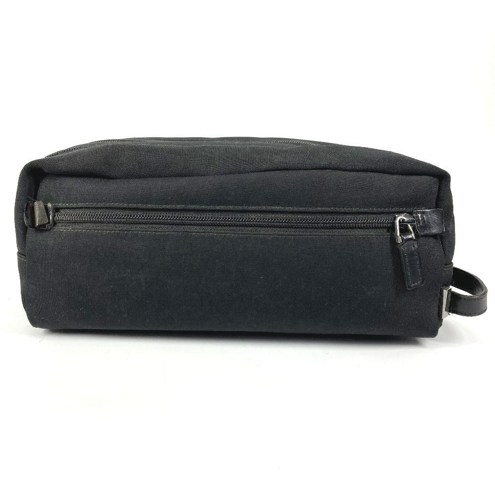 GUCCI 02888 ロゴ Wジップ ジップ カバン ポーチ クラッチバッグ 持ち手つき セカンドバッグ レザー/キャンバス ユニセックス ブラック