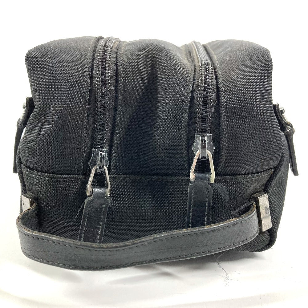 GUCCI 02888 ロゴ Wジップ ジップ カバン ポーチ クラッチバッグ 持ち手つき セカンドバッグ レザー/キャンバス ユニセックス ブラック