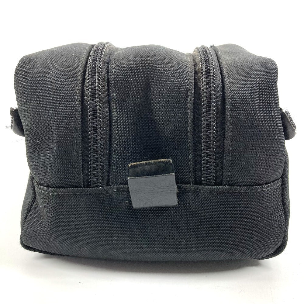 GUCCI 02888 ロゴ Wジップ ジップ カバン ポーチ クラッチバッグ 持ち手つき セカンドバッグ レザー/キャンバス ユニセックス ブラック