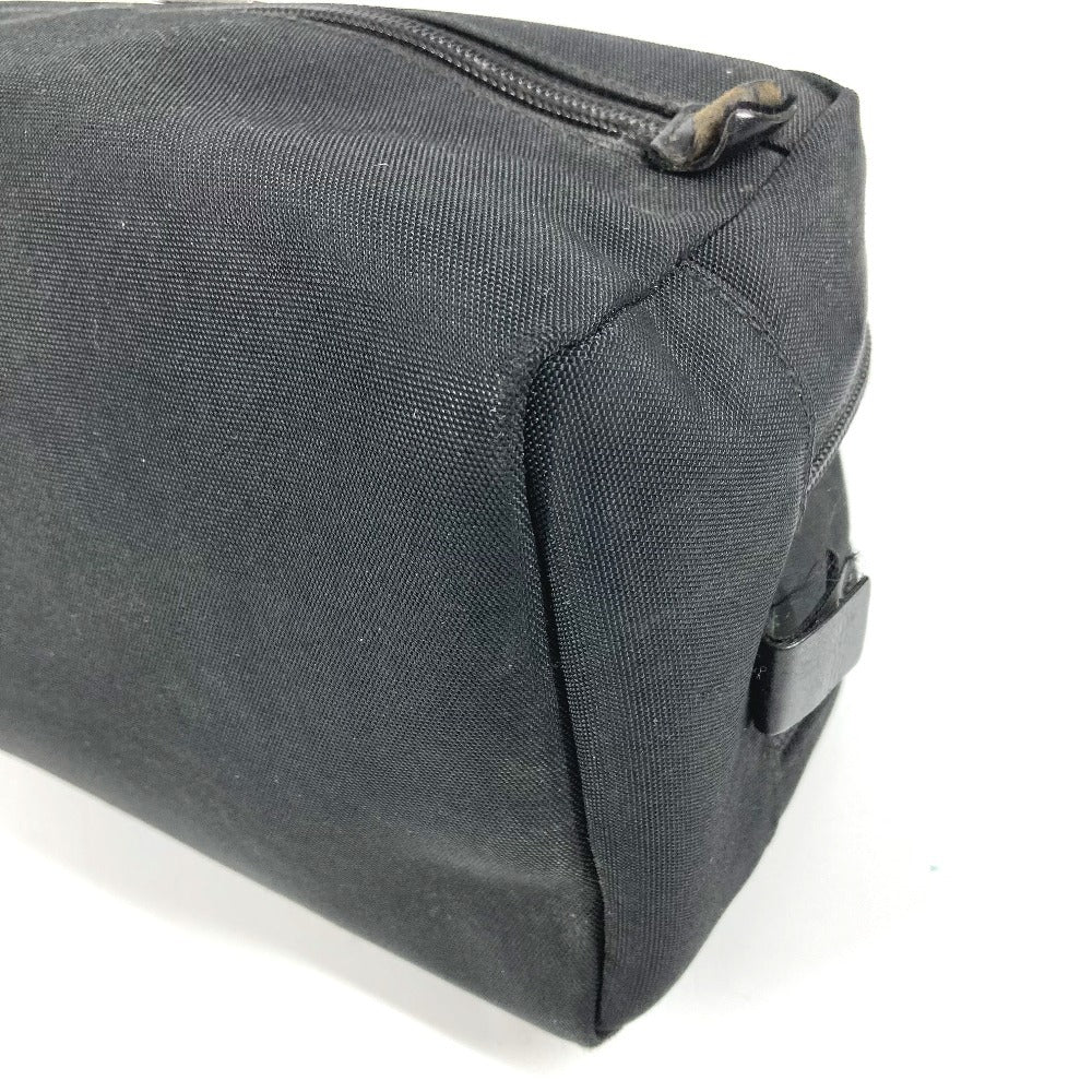 GUCCI 02888 ロゴ Wジップ ジップ カバン ポーチ クラッチバッグ 持ち手つき セカンドバッグ レザー/キャンバス ユニセックス ブラック