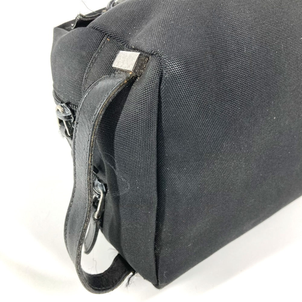 GUCCI 02888 ロゴ Wジップ ジップ カバン ポーチ クラッチバッグ 持ち手つき セカンドバッグ レザー/キャンバス ユニセックス ブラック