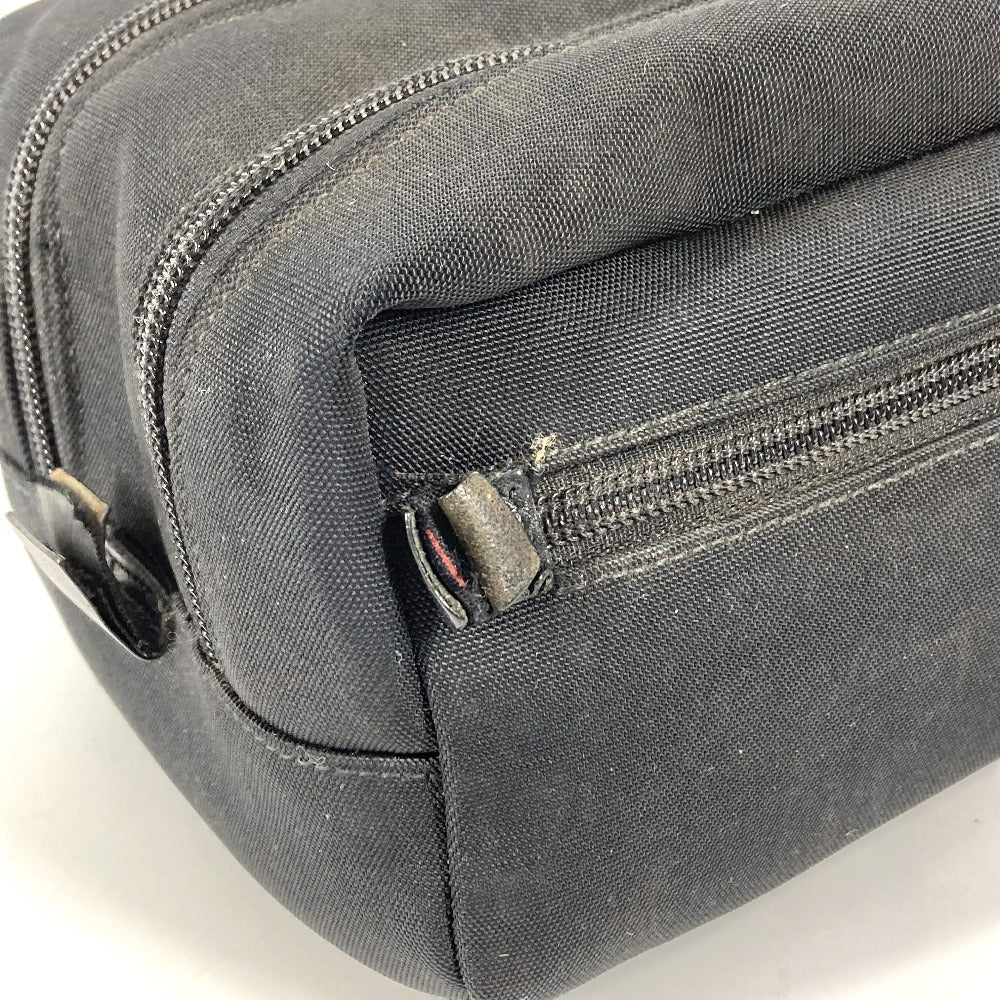 GUCCI 02888 ロゴ Wジップ ジップ カバン ポーチ クラッチバッグ 持ち手つき セカンドバッグ レザー/キャンバス ユニセックス ブラック