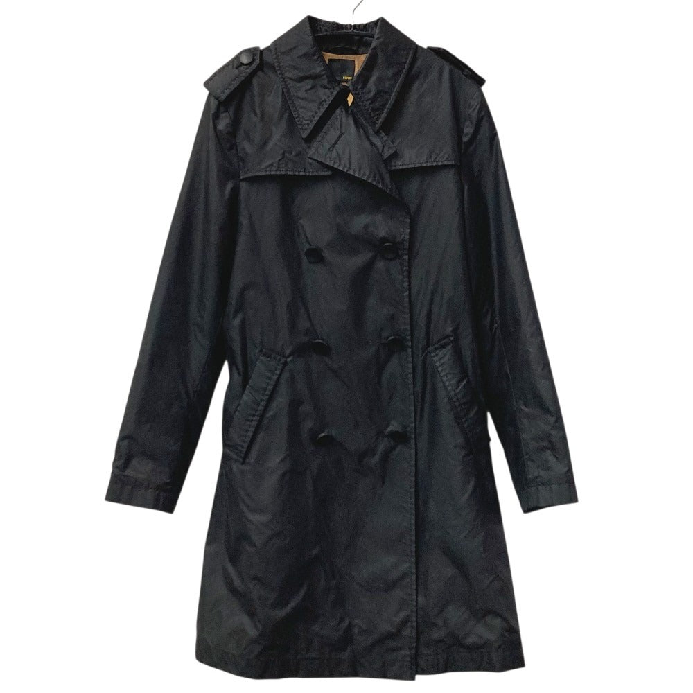 FENDI セレリア ロゴ ベルト付き コート アウター 長袖 トレンチコート ナイロン レディース ブラック
